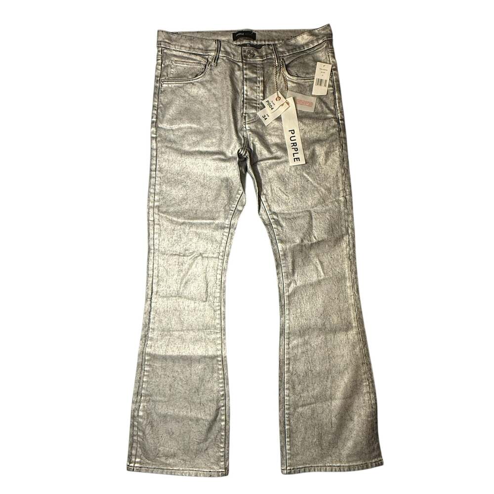 Purple Brand P004 Silver Foil Slim Flare Jeans Size 34